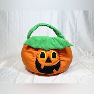 Lillian Vernon Cloth Jack-O-Lantern Pumpkin Halloween Trick or Treat CandyBag